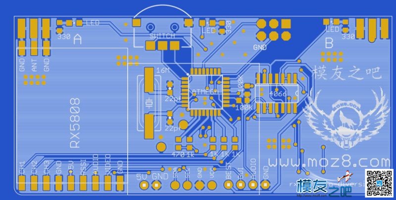 模友之吧版本～显示器5.8g开源双接收 pcb wifi天线,视频教程,显示器,制作,信息 作者:飞天狼 2676 