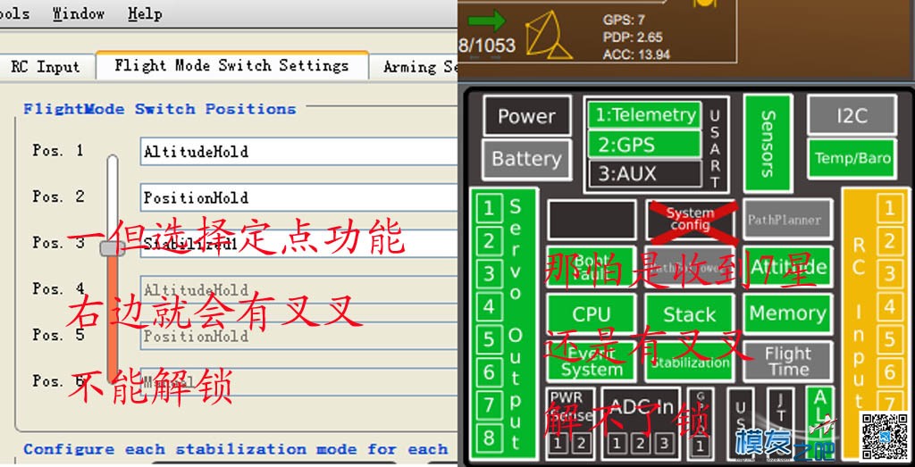 求肋，sparky2.0飞控，起动定点功能，就会有叉叉，解不了锁 飞控,GPS,pixhawk飞控,cc3d飞控,f4v3飞控 作者:泡泡 7762 