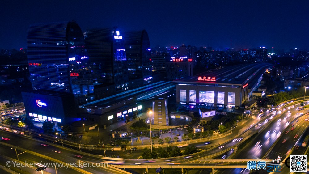 北京夜景航拍 · 北京北站和西直门桥 北京夜景,夜景航拍,航拍北京 作者:yecker 9847 