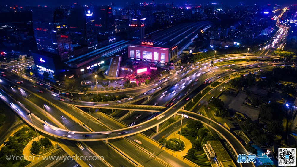 北京夜景航拍 · 北京北站和西直门桥 北京夜景,夜景航拍,航拍北京 作者:yecker 2366 