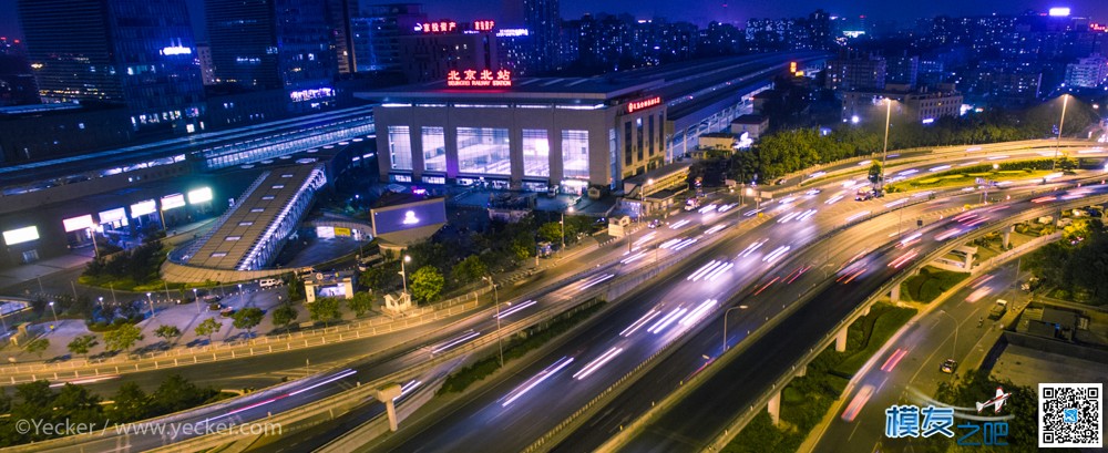 北京夜景航拍 · 北京北站和西直门桥 北京夜景,夜景航拍,航拍北京 作者:yecker 8093 