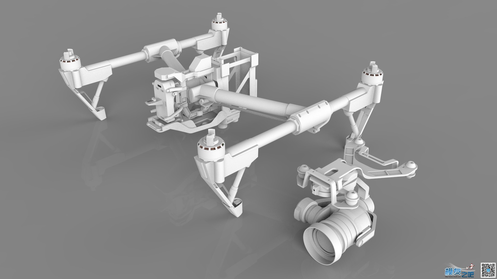 大疆悟 inspire Pro 无人机三维设计图纸 ProE建模 附STP IGS X_T 三维设计,inspire,无人机,密码 作者:炸香机 9603 