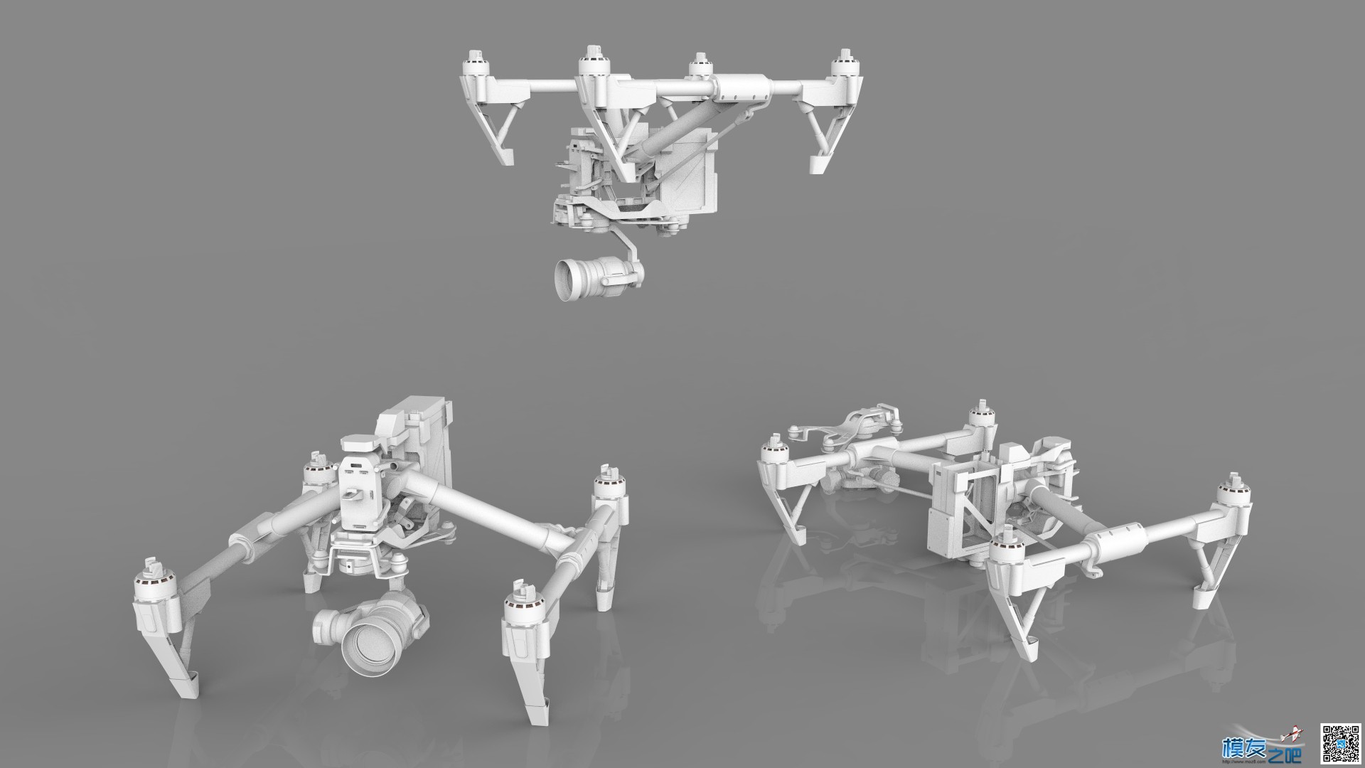 大疆悟 inspire Pro 无人机三维设计图纸 ProE建模 附STP IGS X_T 三维设计,inspire,无人机,密码 作者:炸香机 6596 