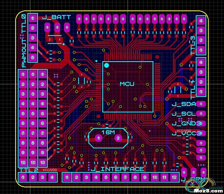 画了一个兼容 ArduCopter 3.2.1 的飞控，原理图、PCB、固件。 飞控,遥控器,固件,接收器,APM 作者:布丁 8829 